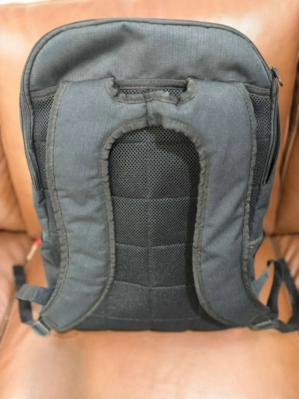 Nike Black Backpack with White Swoosh and MEAC Patch
